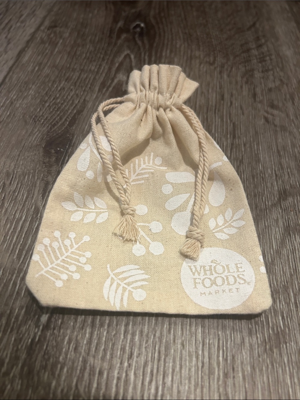 Whole Foods🍏Natural Cream Cotton Mini Drawstring Pouch / New Never Used